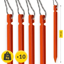 Zestaw aluminiowych śledzi do namiotu 15 cm 10 szt. - trójkątne